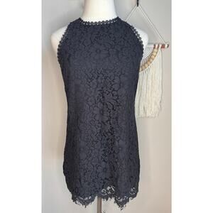 Cabi Black Lace Embroidery Trim Sleeveless Top sz XS